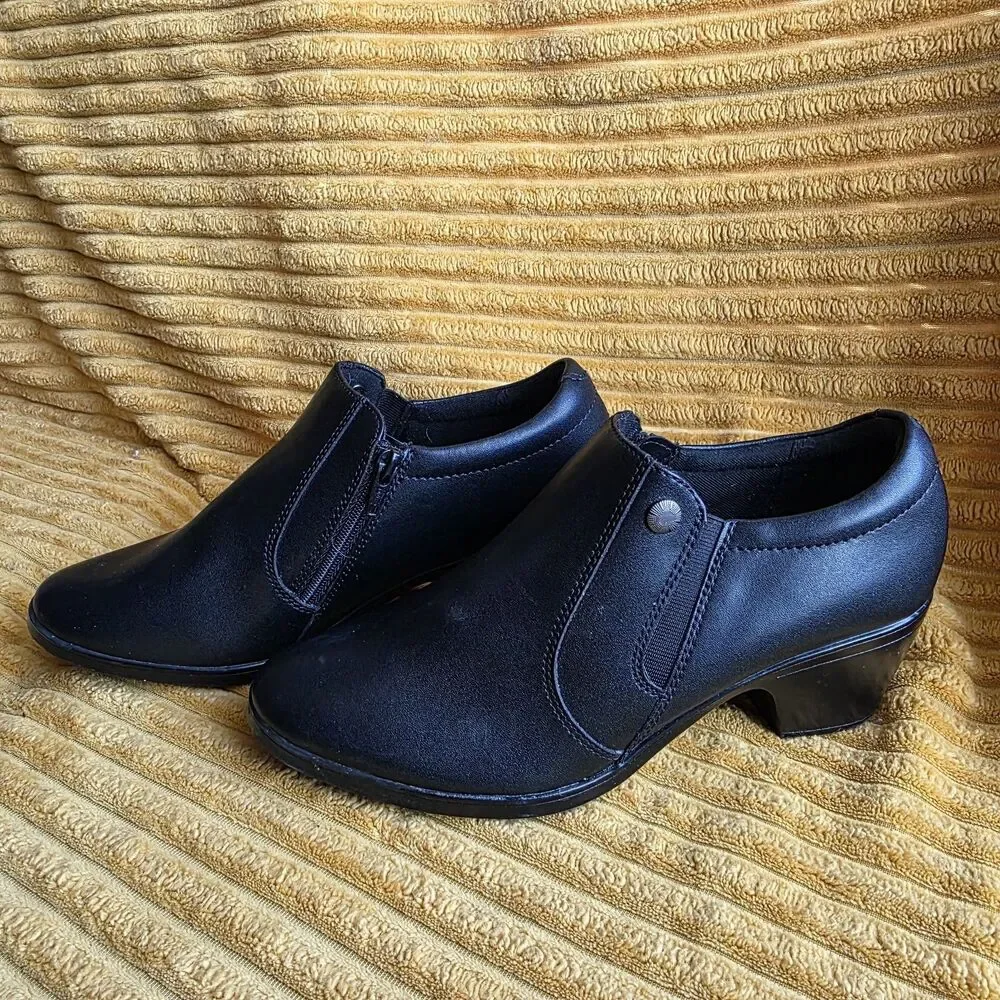 Clarks Women's 9 M Emily2 Reyna Black Leather 26179608 Classic Comfort